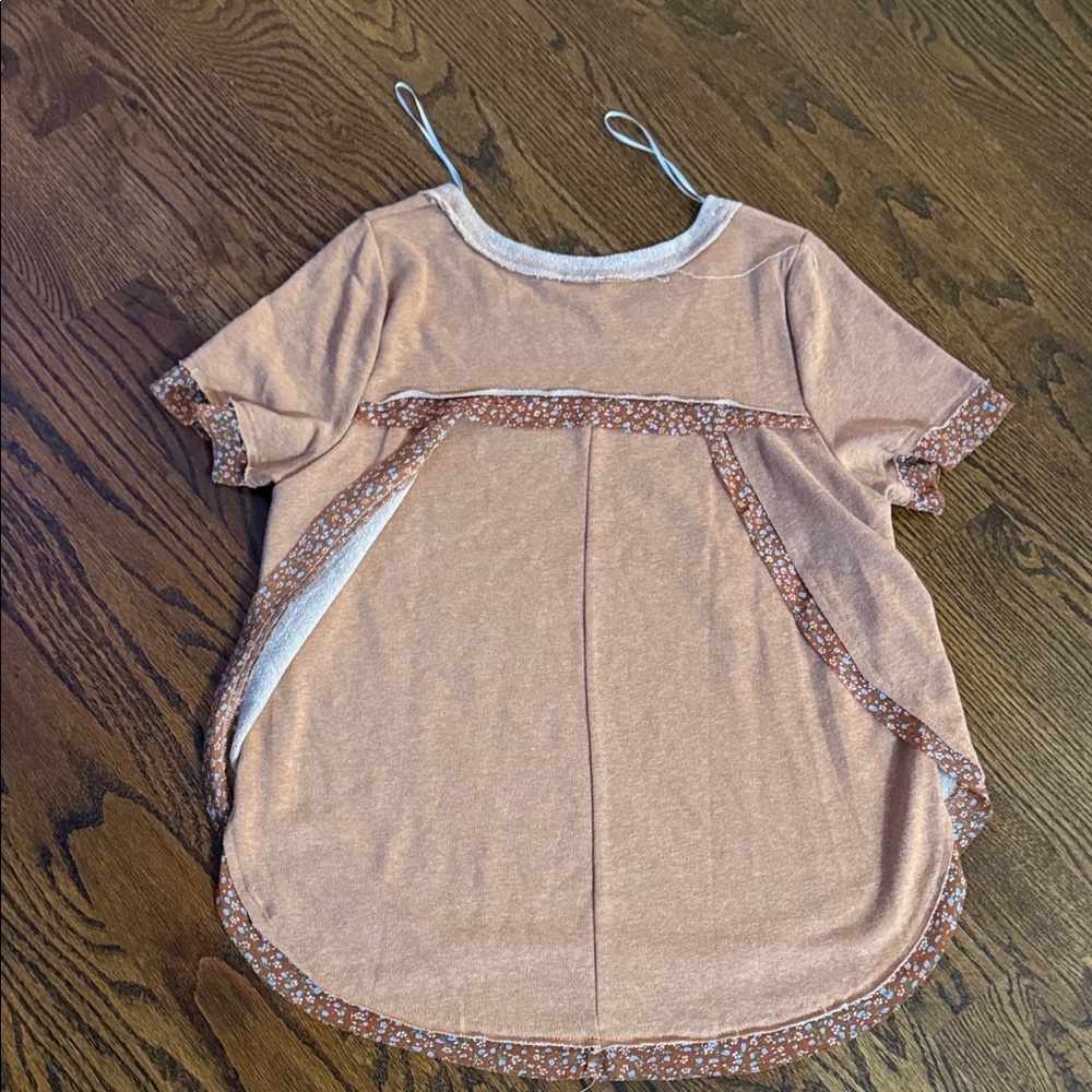 Peach Short Sleeve Layered Top - Picture 2 of 4
